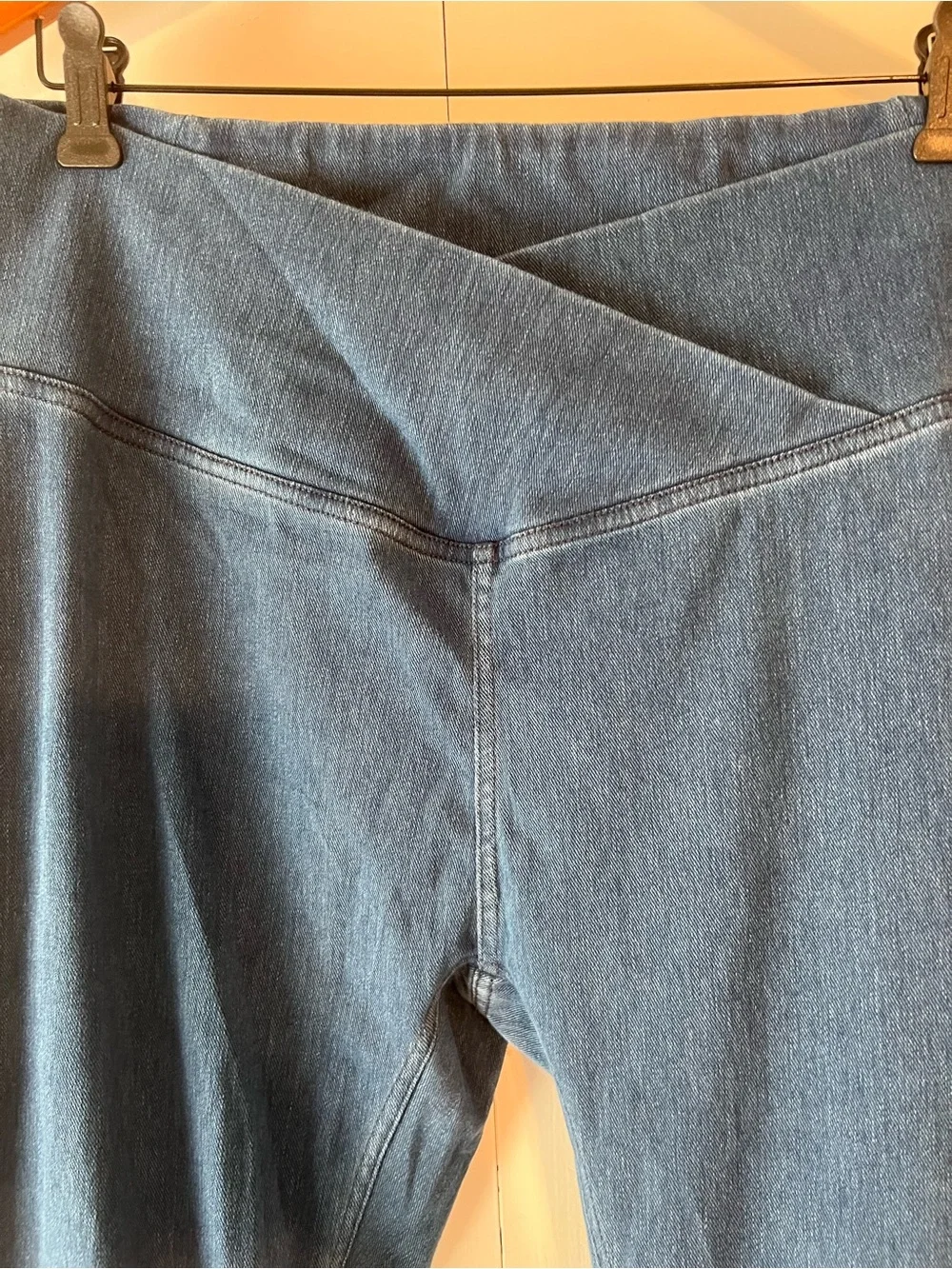 Halara Flex™ Crossover Pocket Washed Denim Work Leggings Jeans NWT XL #2750